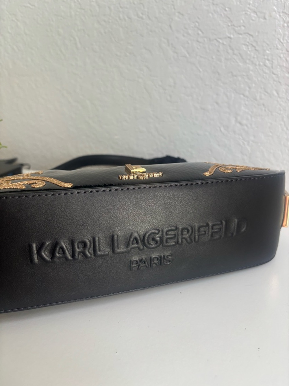 KARL LAGERFELD Black Embroidered Shoulder Bag - Picture 7 of 11